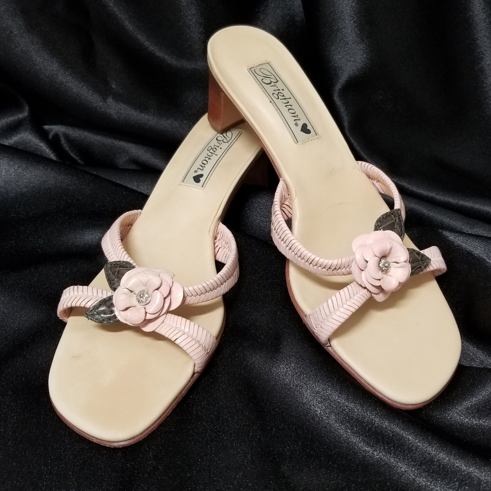 Brighton Tasha Dusty Pink Floral Leather Sandal 8M